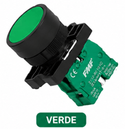 Pulsador rasante serie P05, plástico, verde (Ø22mm) Marca FMF