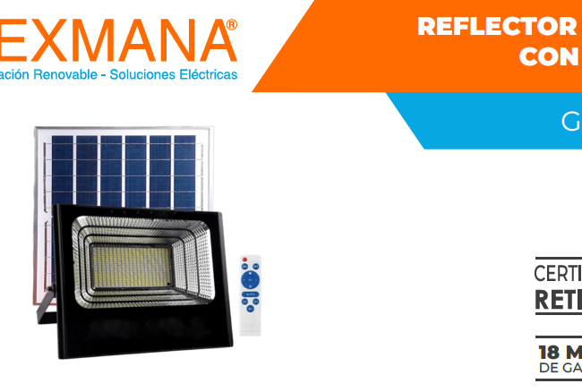 Reflector smd led con panel solar 100W Marca Lexmana