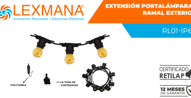 Extensión portalámparas ramal exterior Marca Lexmana