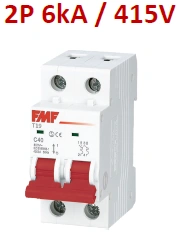 Mini breaker termomagnético 2P 20A Curva C Marca FMF