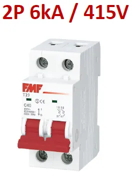 Mini breaker termomagnético 2P 32A Curva C Marca FMF
