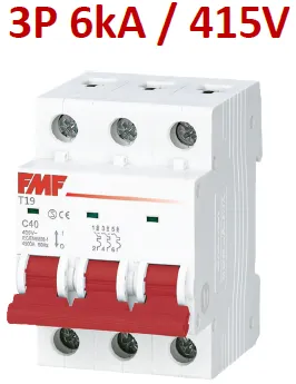 Mini breaker termomagnético 3P 6A Curva C Marca FMF