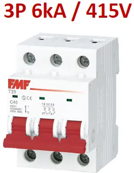 Mini breaker termomagnético 3P 10A Curva C Marca FMF