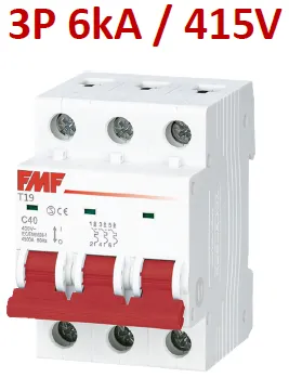 Mini breaker termomagnético 3P 16A Curva C Marca FMF