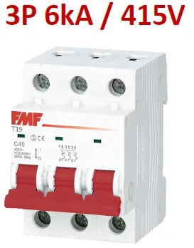 Mini breaker termomagnético 3P 25A Curva C Marca FMF