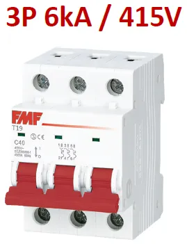 Mini breaker termomagnético 3P 40A Curva C Marca FMF