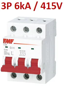 Mini breaker termomagnético 3P 50A Curva C Marca FMF