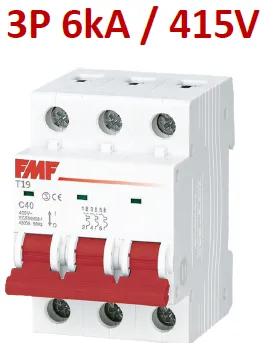 Mini breaker termomagnético 3P 63A Curva C Marca FMF