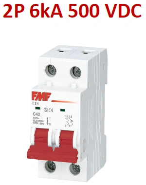 Mini breaker termomagnético DC 2P 50A Curva C Marca FMF