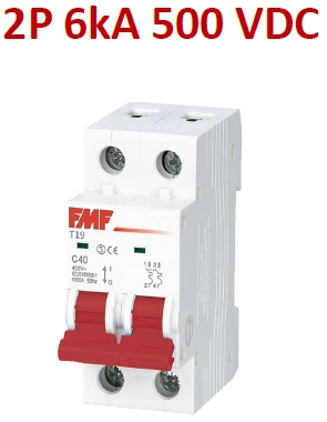 Mini breaker termomagnético DC 2P 63A Curva C Marca FMF