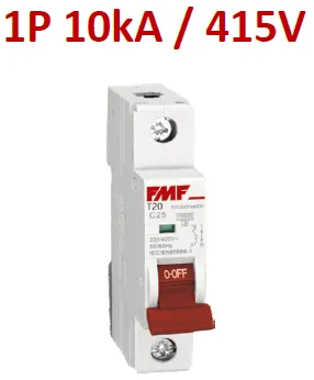 Mini breaker termomagnético 1P 16A Curva C Marca FMF
