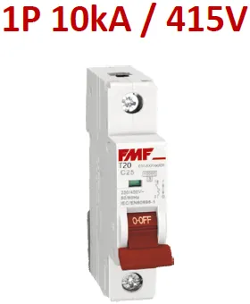 Mini breaker termomagnético 1P 25A Curva C Marca FMF