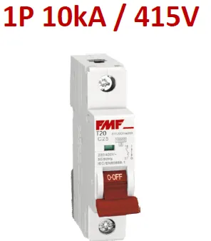 Mini breaker termomagnético 1P 50A Curva C Marca FMF