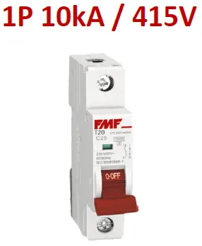 Mini breaker termomagnético 1P 63A Curva C Marca FMF