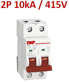 Mini breaker termomagnético 2P 16A Curva C Marca FMF