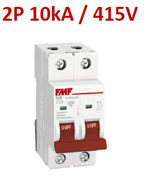 Mini breaker termomagnético 2P 32A Curva C Marca FMF