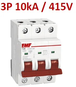 Mini breaker termomagnético 3P 50A Curva C Marca FMF