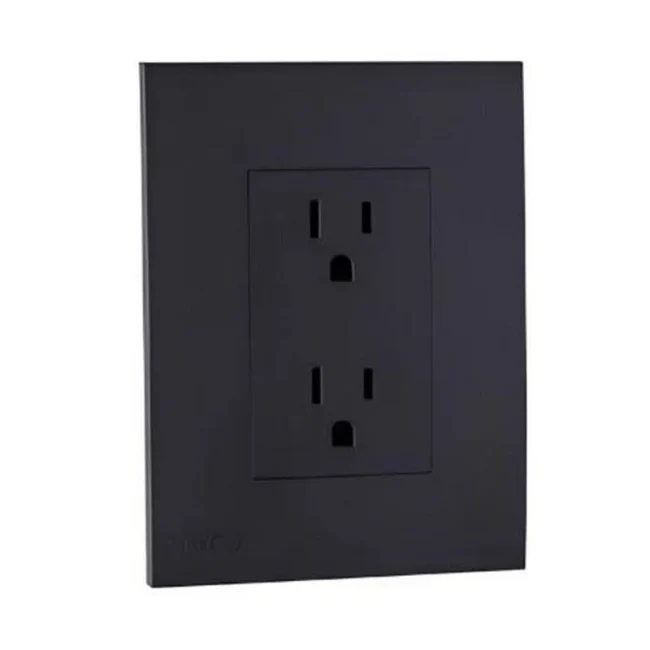 Tomacorriente doble integral 15A/127V Spazio negro mate Marca Ciles