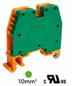 Bornera Tierra  2.5mm² 24A 750V Amarillo-Verde Marca Onka