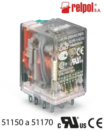 Relevo 14 pines planos 230VAC Marca RELPOL