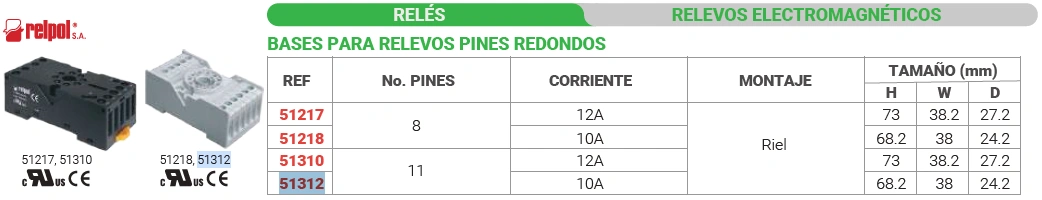 Base para relevo 11 pines redondos Marca RELPOL - Image 2