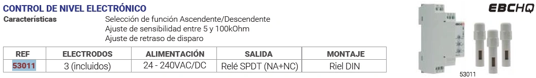 Control de nivel electrónico 24 - 240VAC/DC Marca EBCHQ - Image 2