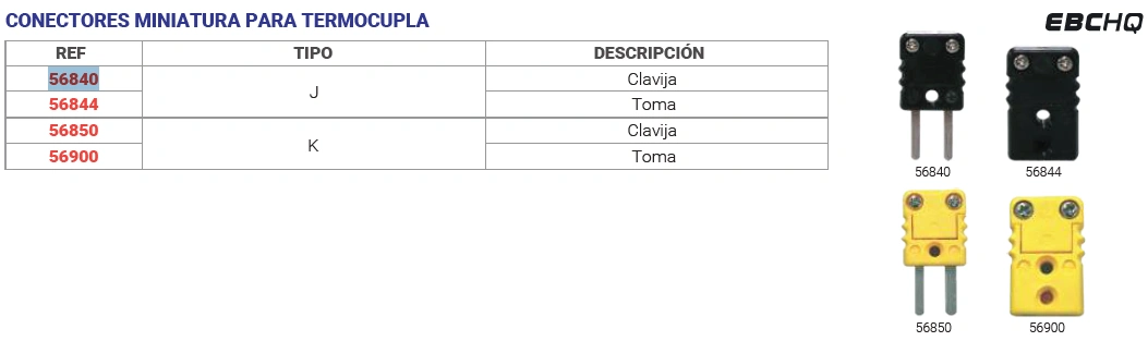 Conectores miniatura para termocupla Clavija Marca EBCHQ - Image 2