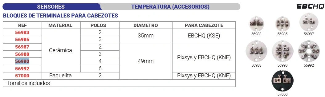 Bloques de terminales para cabezotes 4 Polos Marca EBCHQ - Image 2