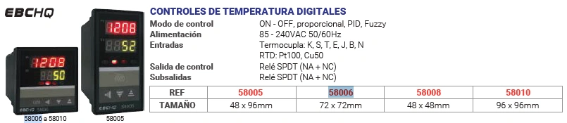 Control de procesos digitales temperatura 72 x 72mm 85 - 240VAC 50/60Hz Marca EBCHQ - Image 2