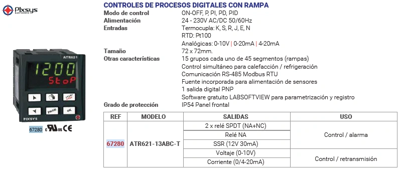 Control de procesos digitales con rampa SSR (12V 30mA) Marca PIXSYS - Image 2