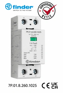 DPS Tipo 1+2 Monopolar 230 VAC 25 kA Finder Ref. 7P.01.8.260.1025