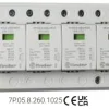 DPS Tipo 1+2, 4 polos, Un 230 Vca, Uc 260 Vca, Iimp 25 kA, In 30 kA Marca Finder