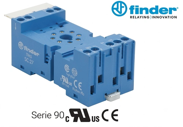 Base para relevos 8 pines redondos 10A Marca FINDER