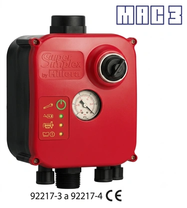 Controles de presión monofásicos 220VAC Potencia Bomba 2Hp Marca MAC3