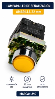 Lámpara LED de Señalización Amarilla 22 mm Marca LMG