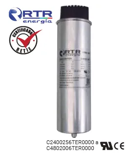 Condensador trifásico para corrección de factor de potencia, 30 kVAr, 240 VAC, 60 Hz, conexión delta, serie TER Marca RTR