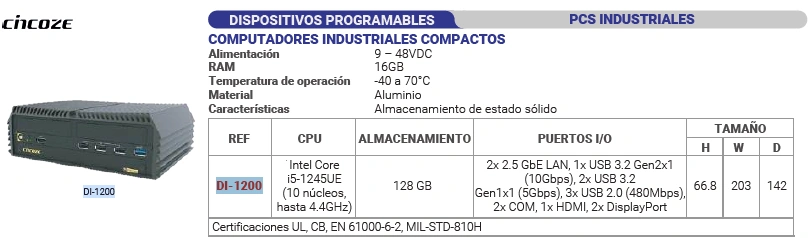 Computadores industriales compactos 128 GB Marca CINCOZE - Image 2