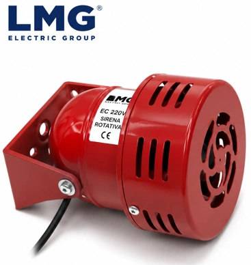 Sirena Rotativa Metálica 220V Color Rojo Marca LMG