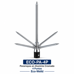 Pararrayos en Aluminio Cromado 4 Puntas Marca Eco-Welld