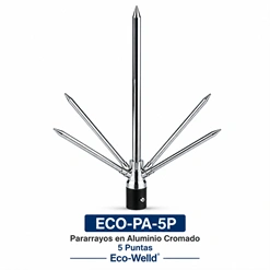 Pararrayos en Aluminio Cromado 5 Puntas Marca Eco-Welld