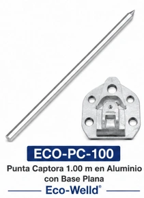 Punta Captora 1.00 m en Aluminio con Base Plana Marca Eco-Welld