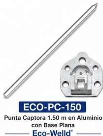 Punta Captora 1.50 m en Aluminio con Base Plana Marca Eco-Welld