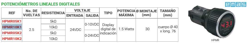 Potenciómetro lineal digital 10kω / 1.5 watts Marca EMAS - Image 2