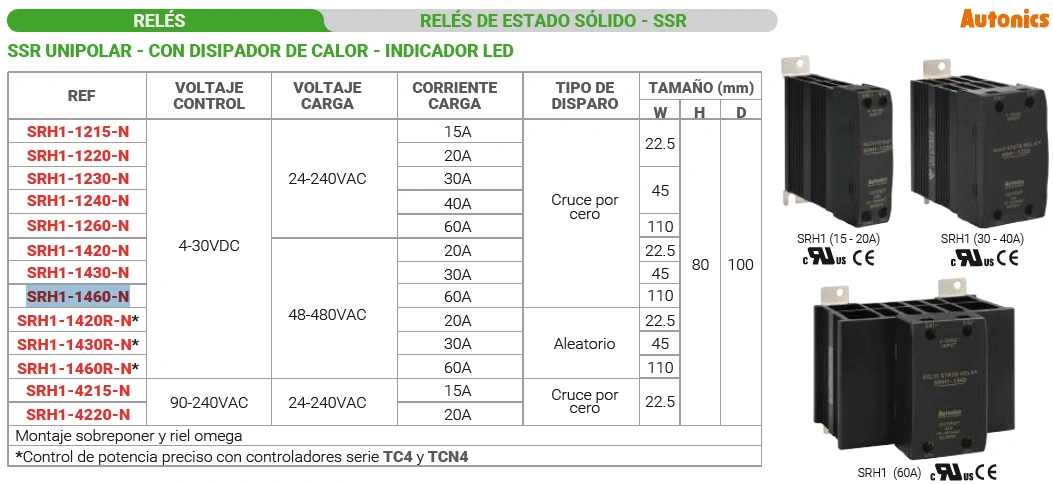 Ssr unipolar - con disipador de calor - indicador led / 30 Marca AUTONICS - Image 2