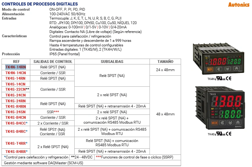 Control de procesos digitales temperatura Relé SPST (NA) Marca AUTONICS - Image 2