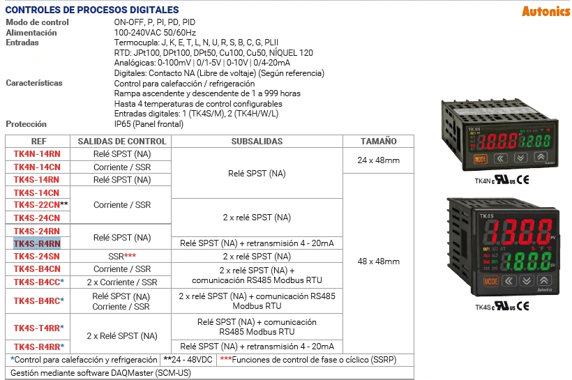 Control de procesos digitales temperatura Relé SPST (NA) Marca AUTONICS - Image 2