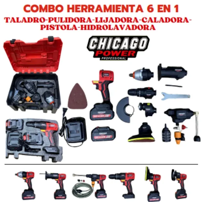 Taladro-pulidora-lijadora-caladorapistola-hidrolavadora Marca Chicago Power professional