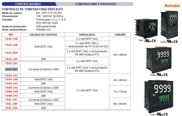 Control de procesos digitales temperatura Corriente (4-20mA) o SSR Marca AUTONICS - Image 2