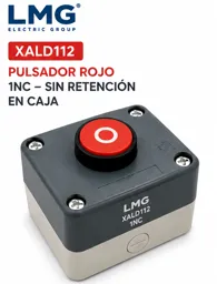 Pulsador Rojo en Caja 1NC Sin Retención Marca LMG