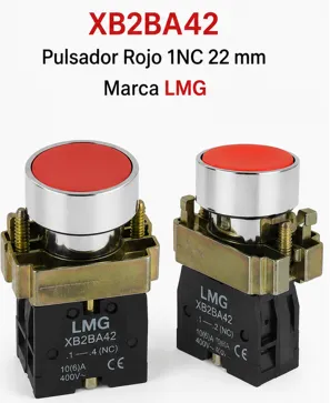 Pulsador Rojo 1NC 22 mm Marca LMG